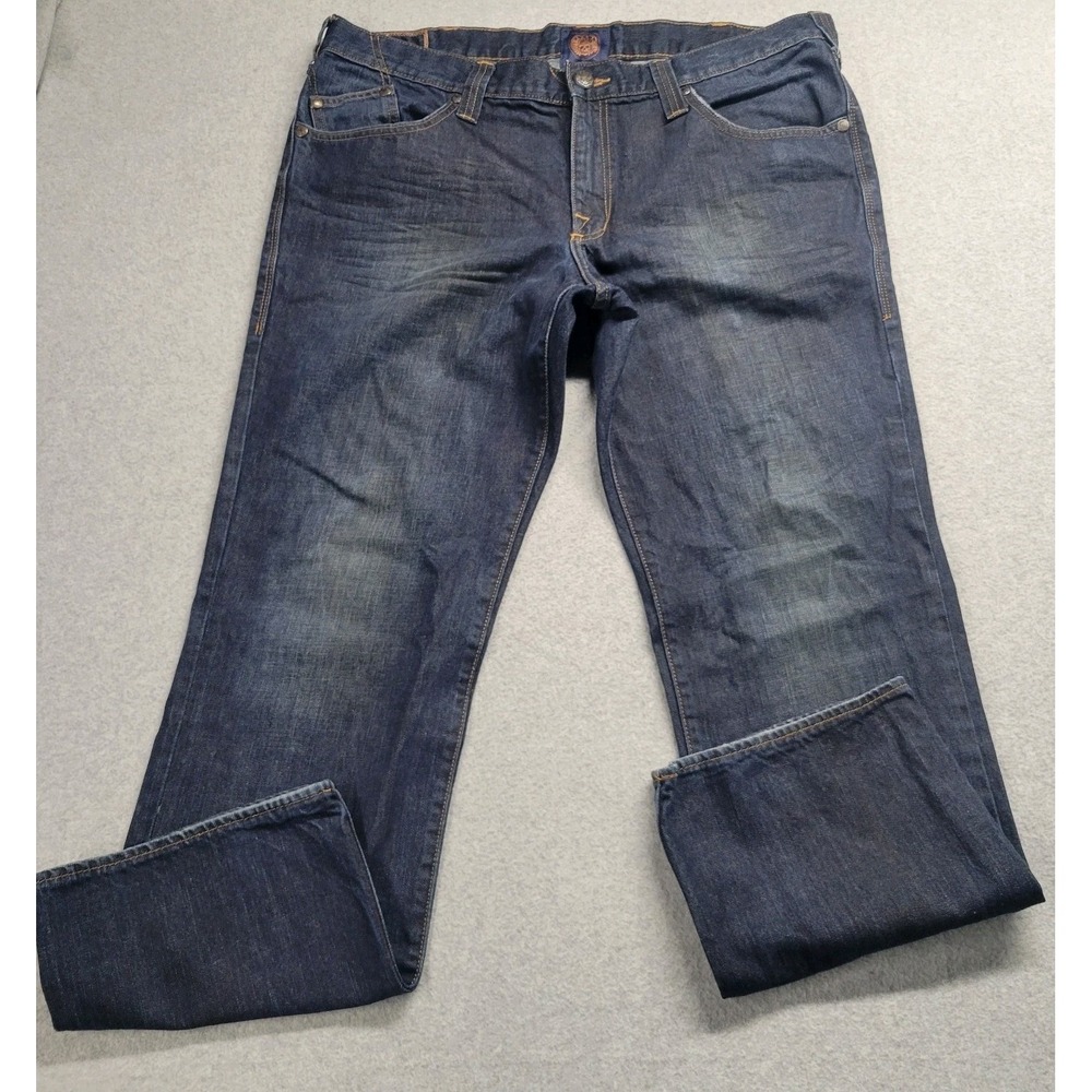 Rock & Republic Mens Rigid Straight Leg Dark Wash Jeans Size 38x30 Skull Logo‎